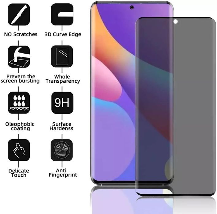 Folie Sticla Samsung S21 S22 S23 S24 S25 S26 Plus Ultra Edge 7D Anti Spy