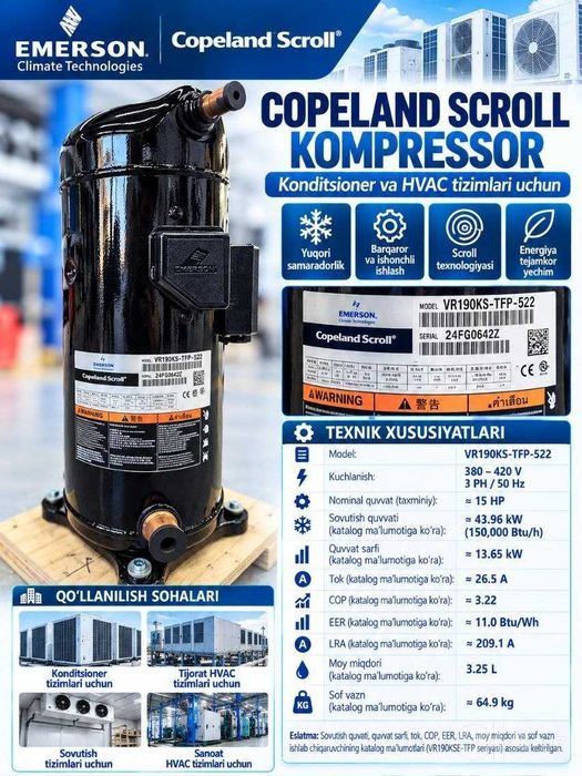 Компрессор Сopeland Scroll VR190KS-TFP-522