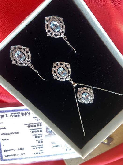 Новый набор натуральный  Топаз серебро 925