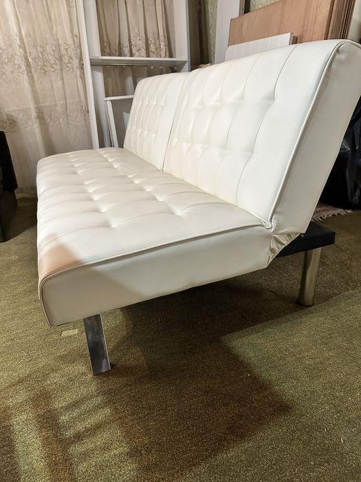 Canapea Extensibila / Futon piele ecologica alba- Import SUA