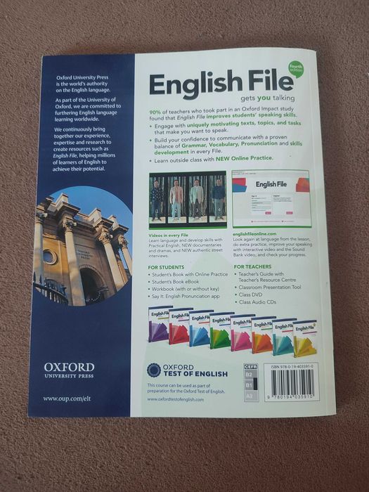 Учебник и тетрадка по английски език - English file fourth edition, Intermediate