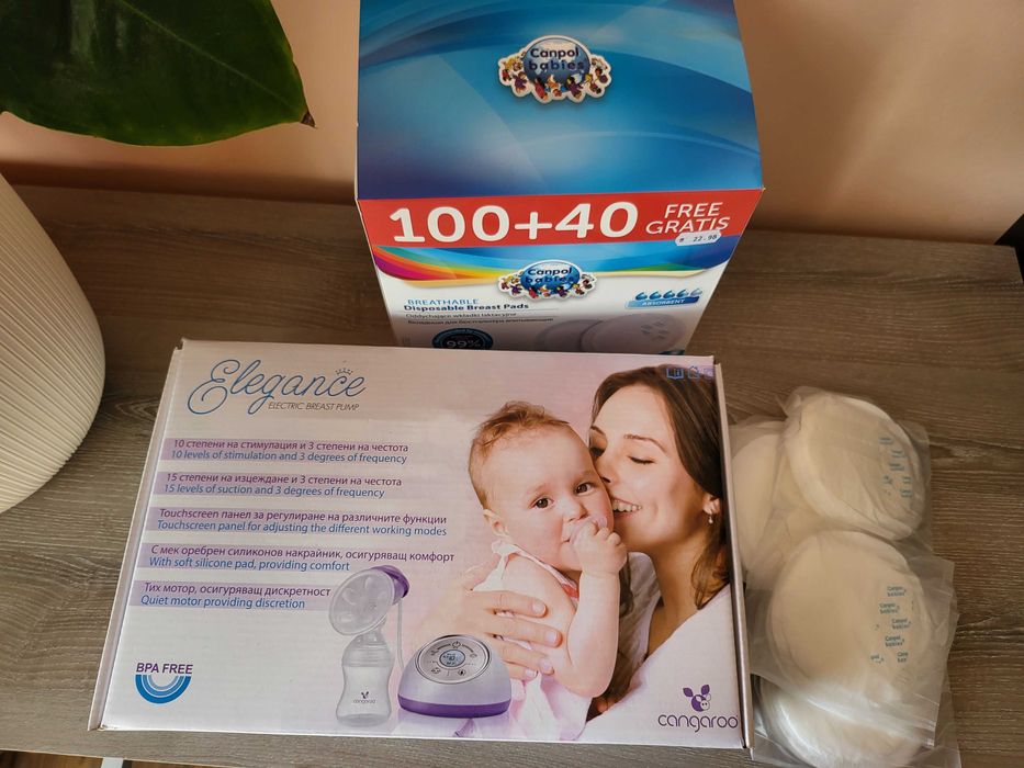 Помпа за кърмене + подложки за гърди