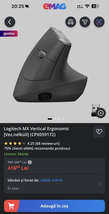 Mouse Logitec Logitech MX Vertical Ergonomic