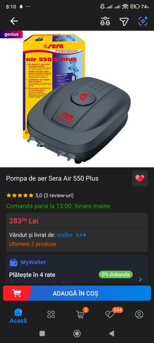 SERA Air 550 Plus  Pompa acvariu
Pentru îmbogăţirea oxygenului.

Absoa