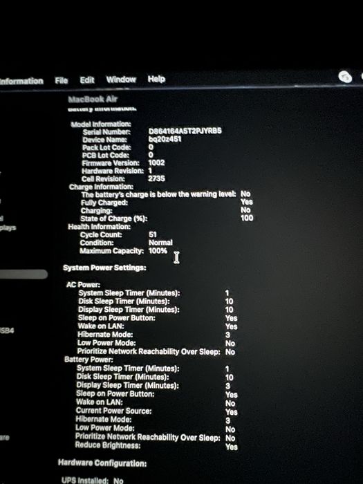 Macbook Air M1 LLA 100%