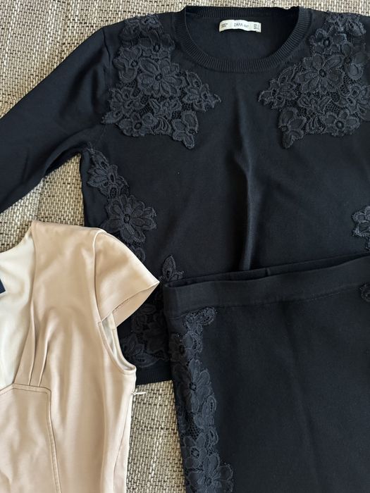 Плетен сет zara  с дантела и блуза