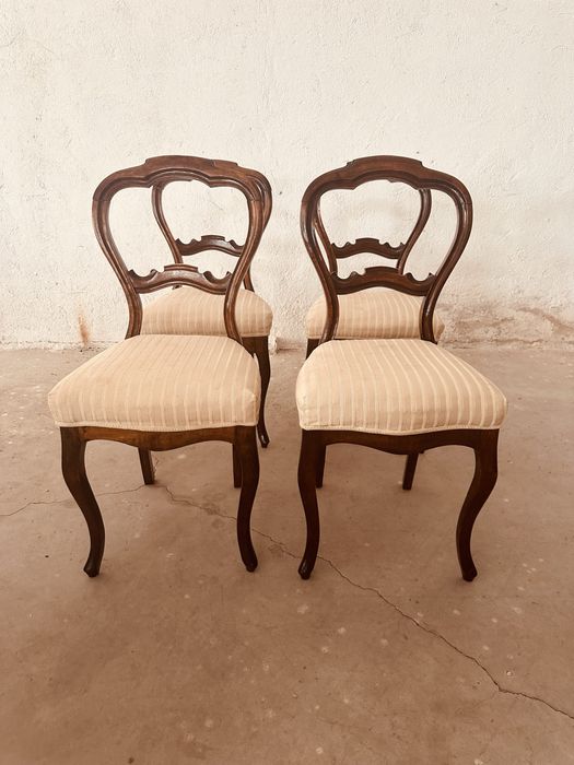 Комплект 4 винтидж трапезни стола – Victorian / Balloon Back – масивно дърво – Швеция