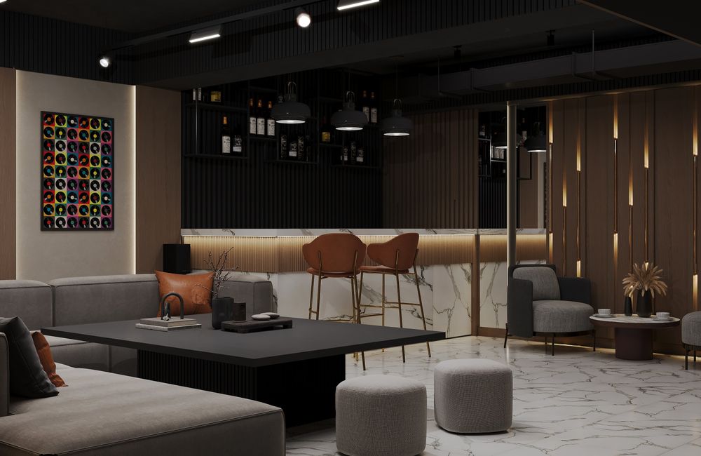 Дизайнер интерьер хизмати, калян бар караоке  бильярд компьютер клуб