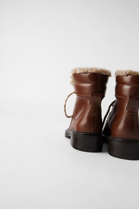 ZARA зимни кубинки боти от естествена кожа