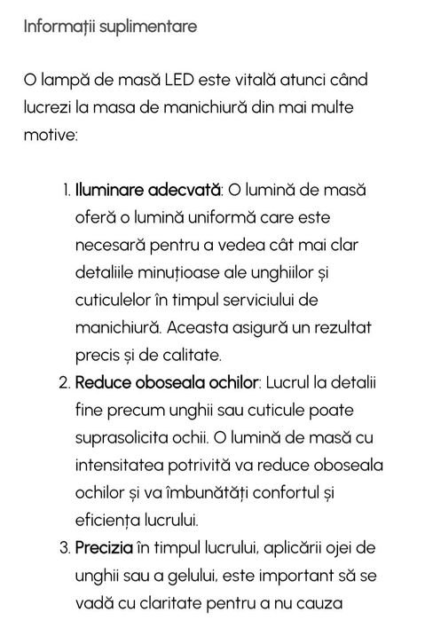 Lampă de birou LED, manichiură, nouă și nefolosită!