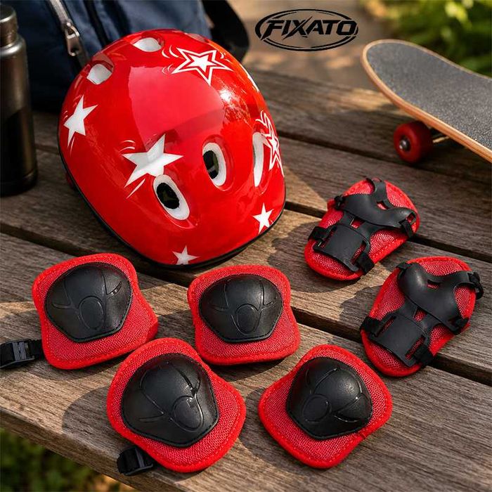 Set Protectie Pentru Copii 7 in 1, Casca, Genunchiere, Cotiere si Aparatori Incheieturi pentru Bicicleta, Trotineta, Role