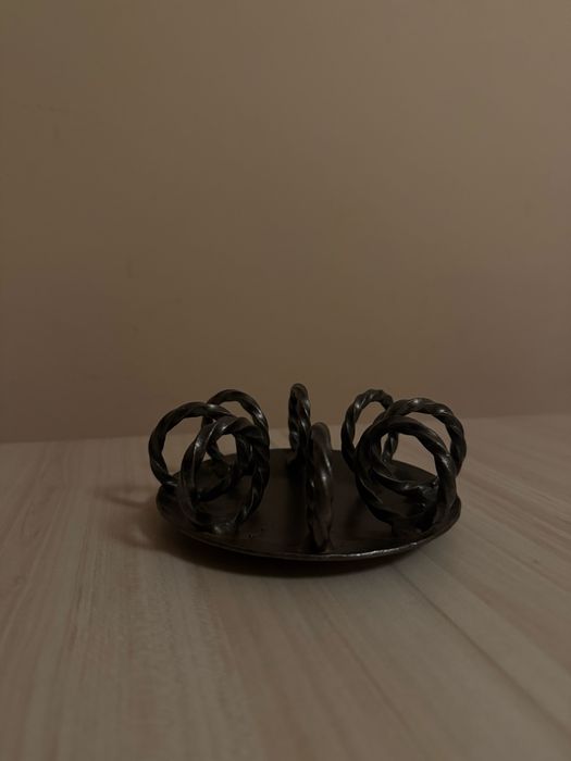 Античен шведски свещник от ковано желязо - ръчна изработка