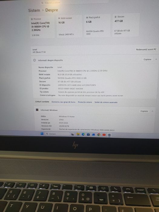 Leptop hp zbook g6 i9 gen a9a