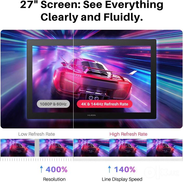 Графический планшет с экраном HUION KAMVAS Pro 27 (144Hz) 4K UHD