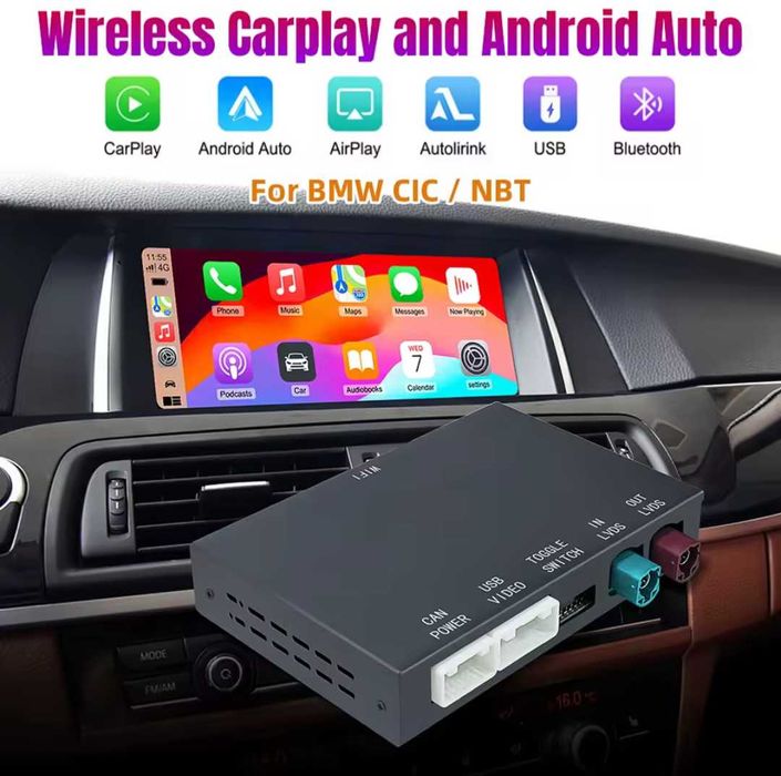 Безжичен модул Wireless Apple CarPlay и Android Auto BMW CIC/NBT F30 F31 F32 F10 F25 F26 X5 E70 F15 WAZE YouTube карплей БМВ Ф10 Ф11 Ф30 Ф31 Ф34 Ф32
