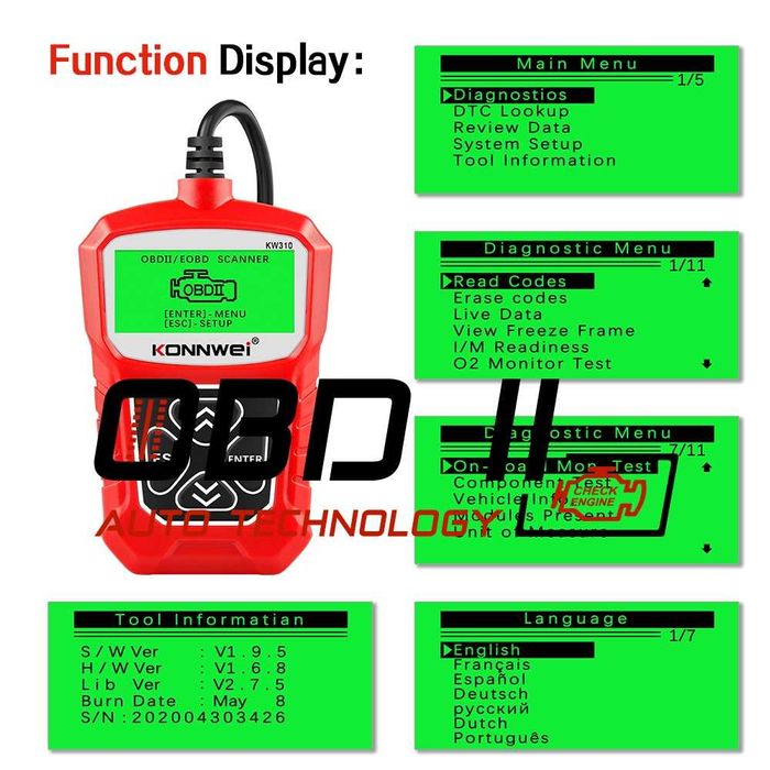 Универсална Авто Диагностика Konnwei KW310