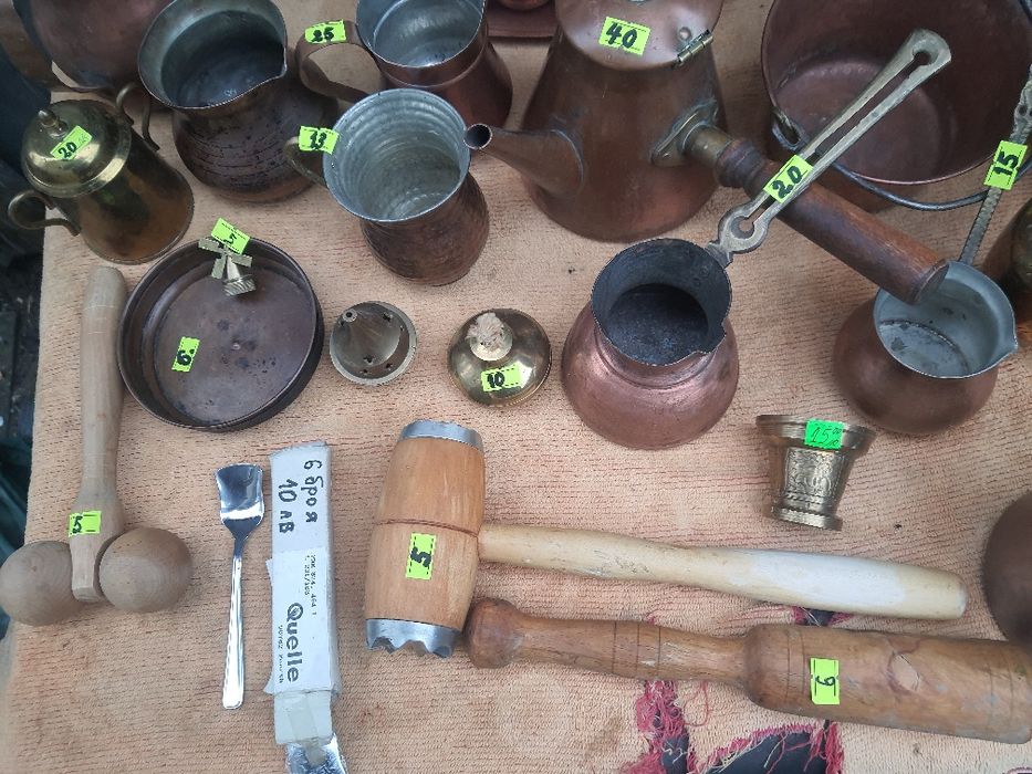 Медни и бронзови съдове-тави,тиган,купи,кафе сервизи