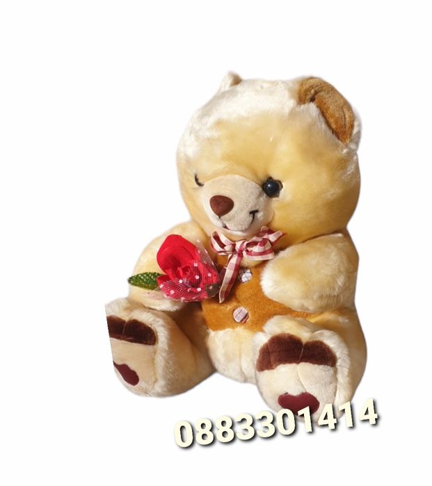 Плюшено мече с роза 45см