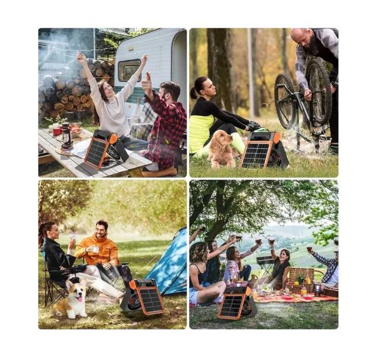 Вентилятор солнечный батареям с фонарям и USB портами Есть доставка