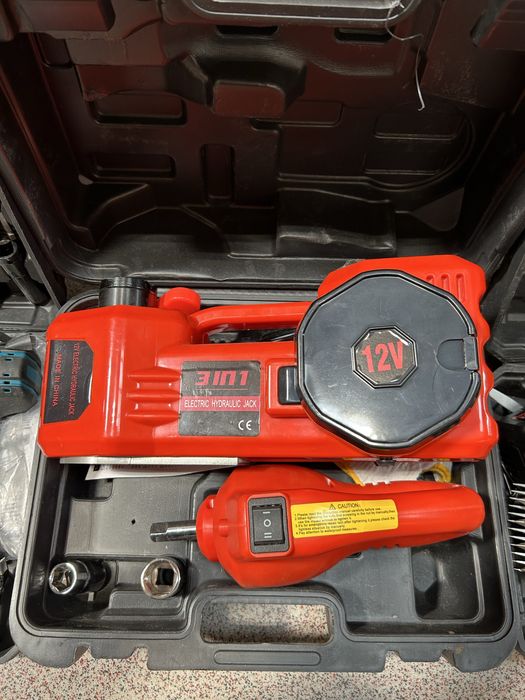 Cric electric hidraulic 5 tone cu compresor + cheie impact auto 12 V Kit complet