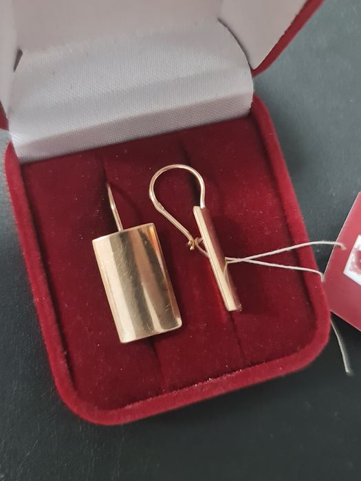 Золотые новые серьги Пластины 585 пробы