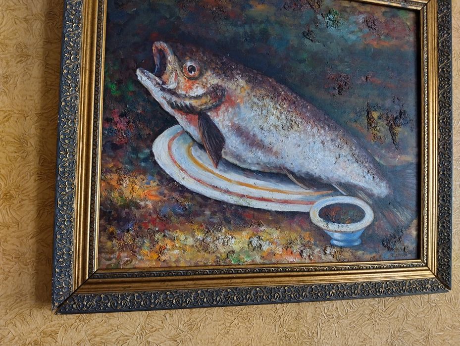 Картина маслени бой риба
