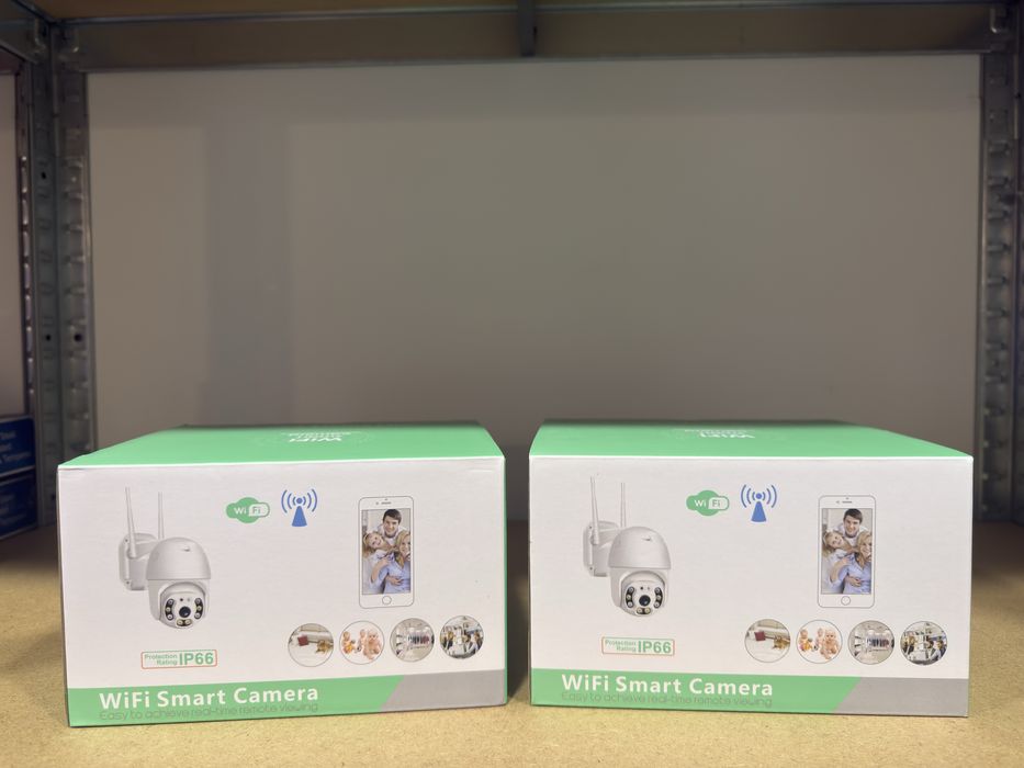 Set 2 Camere supraveghere WiFi rotative AI pentru exterior 5MP, ICSee, albă, Oferta!
