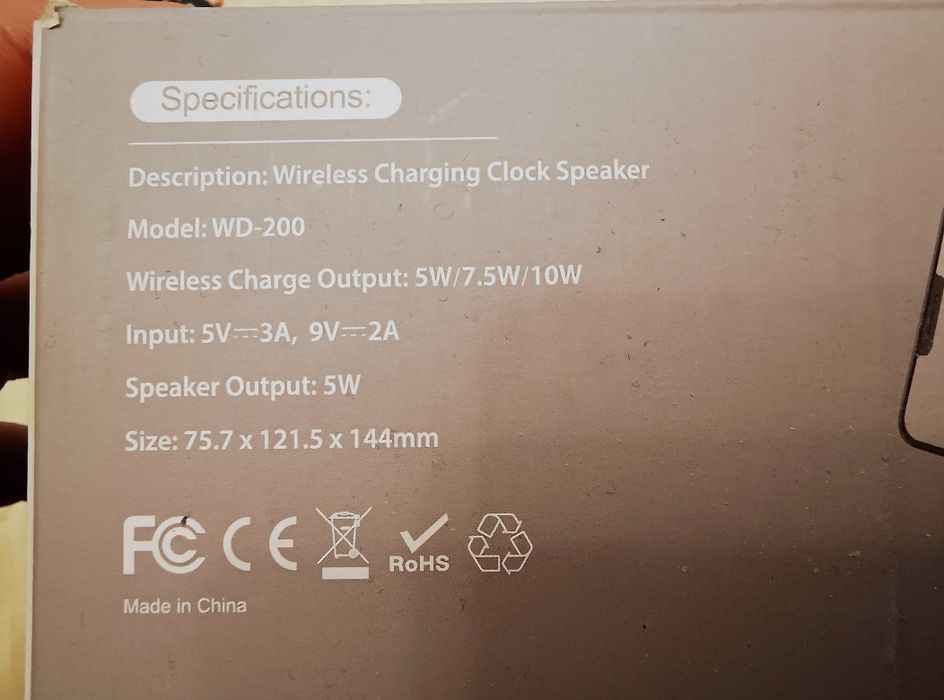 Încărcător wireless 15W,boxa bluetooth,radio,ceas,alarma,card