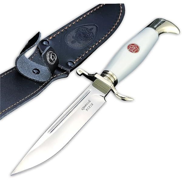 Set doua cutite de vanatoare,teaca din piele naturala, lama 440C,26 cm