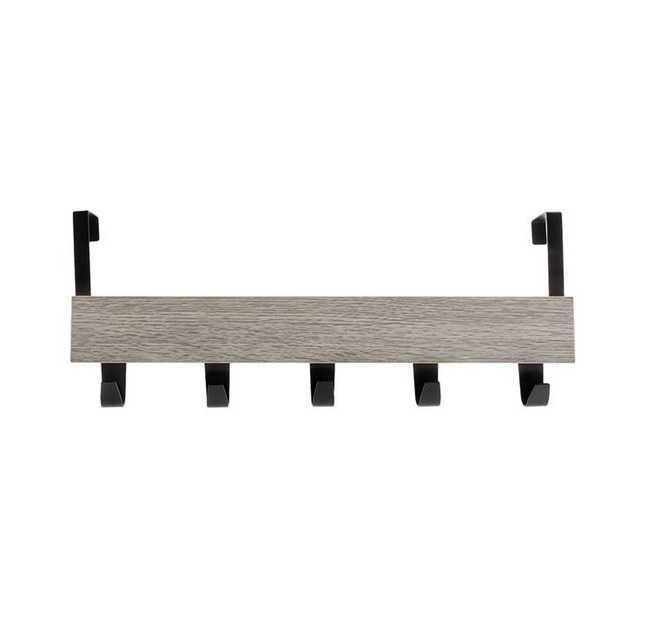 Закачалка за врата, кука, дърво и метал, 5 куки, 38x7x16см