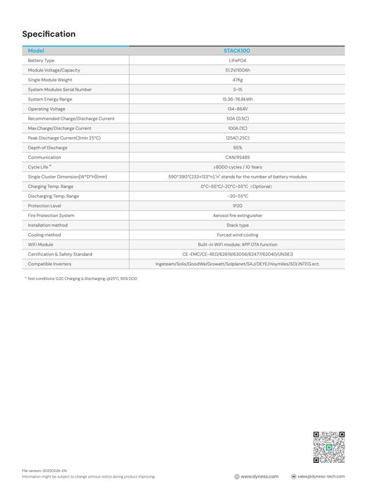 Baterie C&I Dyness Stack 15.36-76.8 kWh 256-768V HV LFP AutoIncalzire