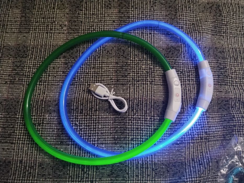 Светящийся LED ошейник USB зарядка