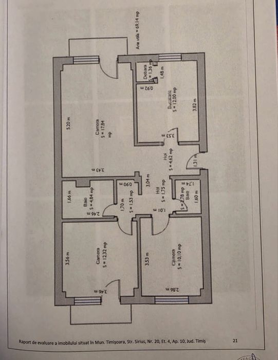 Proprietar - Vând apartament 3 camere decomandat etaj 4, 88.000 euro