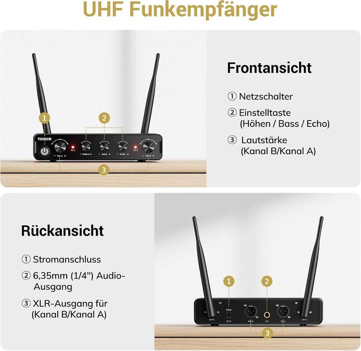Двойна безжична микрофонна система TONOR