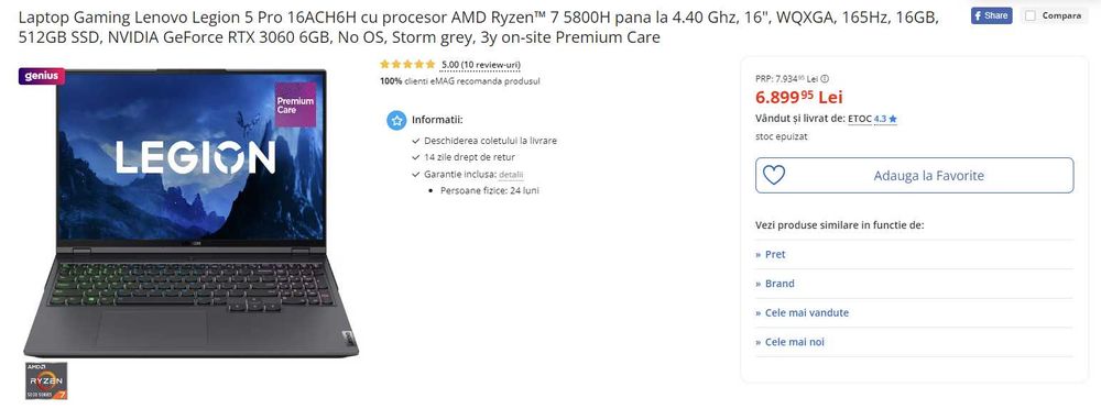 Laptop gaming Lenovo Legion 5 Pro