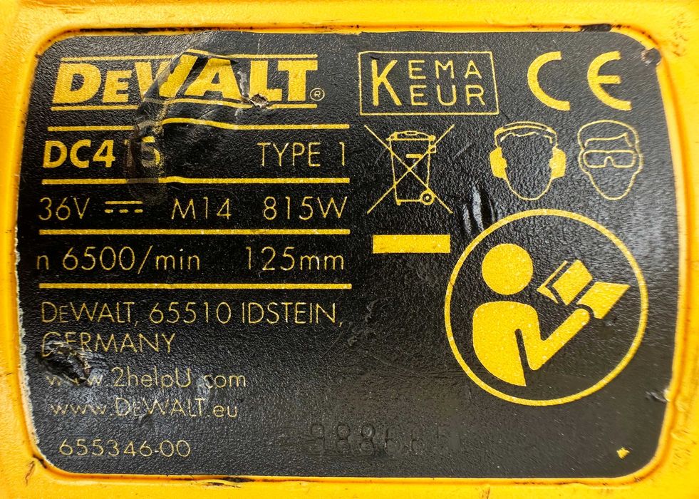 Dewalt DC415 - Мощен акумулаторен ъглошлайф 36V