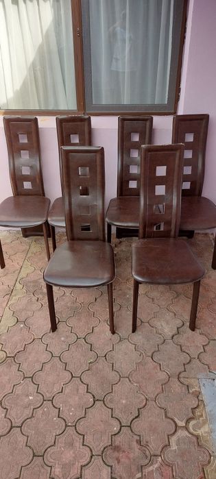 Set de scaune de piele 6 buc
