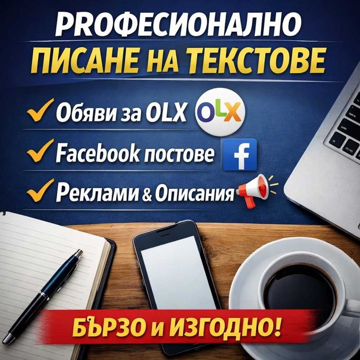 Пиша текстове за OLX, Facebook и реклами – евтино