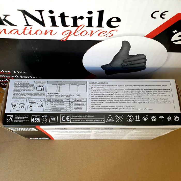 Черни еднократни нитрилни ръкавици нитрил