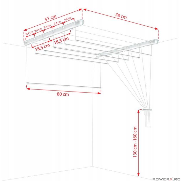 Uscator rufe de tavan 6x80 cm Sepio