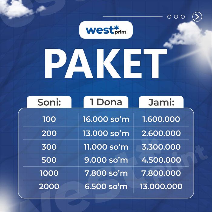 Qog'oz paketlar | Turli O'lchamdagi Paketlar