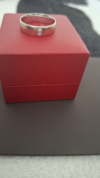 Inel tip verigheta aur 14k si diamante