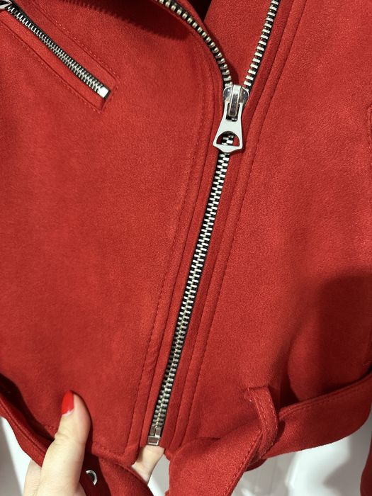 Geaca piele intoarsa rosie Pull&Bear