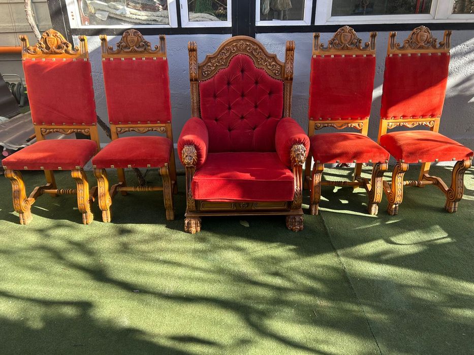 Scaune lemn masiv sculptate manual