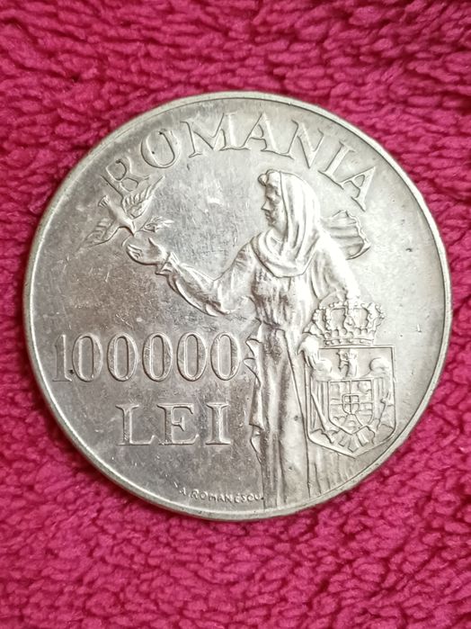 Moneda argint Romania 100000 lei 1946