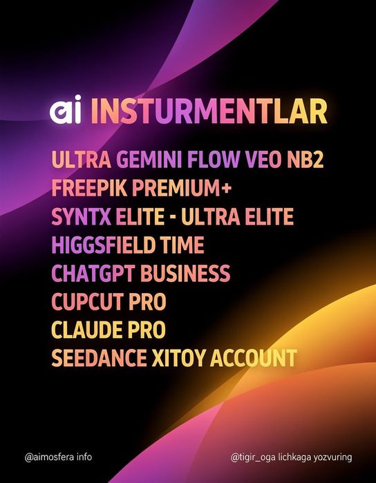 Ai Sun'iy Intellekt Kursiga yozilib Ultra Akkauntni tekinga oling...
