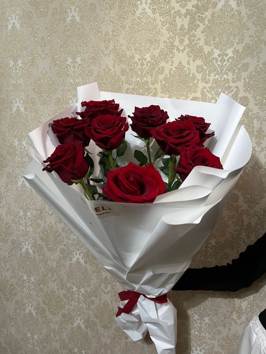 Цветы 9 шт красный роза