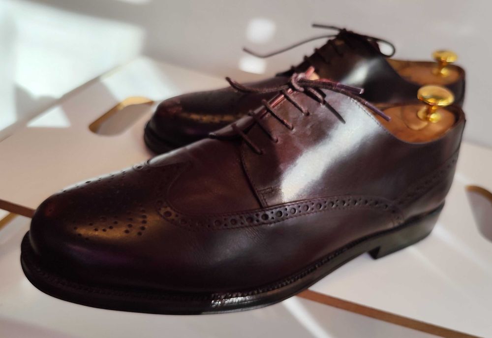 Pantofi derby 42.5 43 brogue Lav Artigianale piele naturala moale