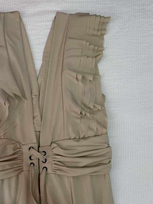 Женское элегантное длинное платье бежевого цвета, размер L