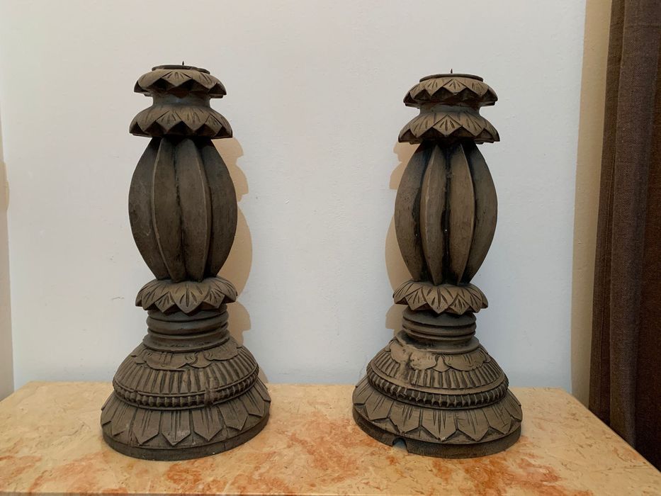 Свещници дърво кристал стъкло масивни